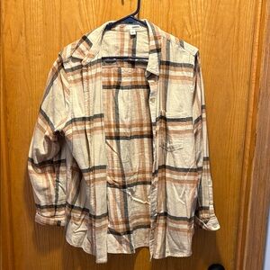 Sonoma Plaid Button Down Shirt - Cream and Brown